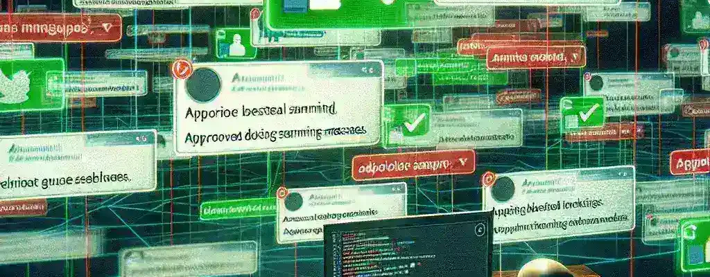 Alt text: "Moderador de Twitch gestionando spam en un chat en vivo, utilizando herramientas y técnicas efectivas para mejorar la comunicación en la plataforma."